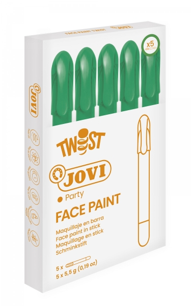 jovi twist stick de pintura de cara hipoalergenico base agua facil aplicacion gran cubricion seca rapido no grasoso facil de retirar color verde