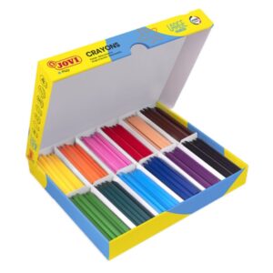 jovi large easy grip caja de 300 ceras plasticas hexagonales uso en papel y cartulina no manchan no ruedan ideal para escuelas infantiles colores surtidos