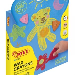 jovi my first crayon estuche de 8 ceras con forma de oso resistentes no manchan diseño ergonomico fomenta el correcto agarre trazos finos y gruesos color surtido