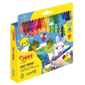 jovi felt pens estuche de 24 rotuladores jumbo punta de 5.8mm amplia variedad de tonos tinta de gran fijacion capuchon de seguridad ventilado colores surtidos