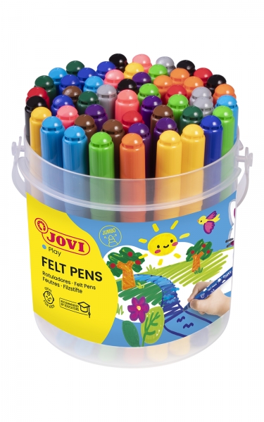 jovi felt pens bote de 48 rotuladores jumbo punta de 3mm tinta de gran fijacion capuchon de seguridad ventilado colores surtidos