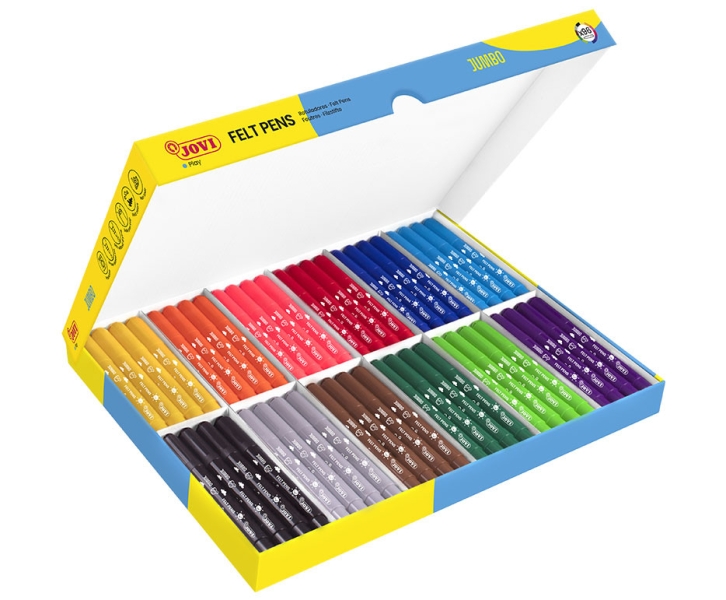 jovi felt pens pack escolar 96 rotuladores jumbo punta resistente capuchon ventilado tinta de gran fijacion ideal para escuelas infantiles colores surtidos