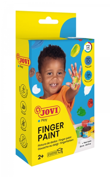 jovi finger paint estuche de 6 botes pintura de dedos colores mezclables textura gelatinosa lavable sin gluten no toxico color surtido