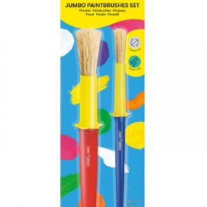 jovi jumbo paint brushes pack 1 pincel mediano + 1 pincel grueso pelo natural mango de plastico no gotean facil limpieza sistema de corona anti rodamiento color varios