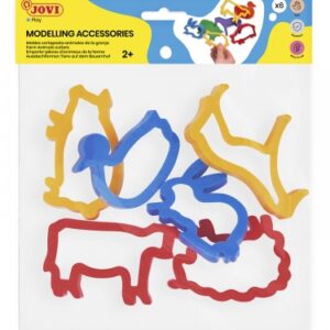 jovi modelling accessories bolsa colgable con 6 moldes de corte animales de granja plastico duradero formas de animales de la granja ideal para plastilina color surtido