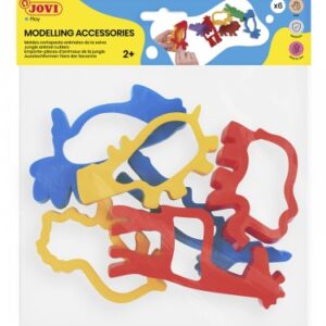 jovi modelling accessories bolsa colgable con 6 moldes de corte animales de jungla moldes de plastico para plastilina formas de animales de la selva color surtido