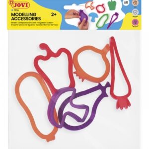 jovi modelling accessories bolsa colgable con 6 moldes de corte vegetales moldes de plastico para plastilina formas de verduras color surtido