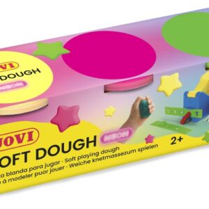 jovi soft dough blandiver pack de 3 botes 110gr blanda y flexible facil de amasar y moldear ideal para iniciacion al modelaje colores neon surtidos