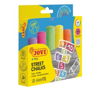 jovi street chalks estuche de 6 tizas jumbo compactas sin polvo materias primas naturales trazos nitidos faciles de borrar resistentes color surtido