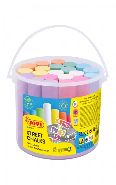 jovi street chalks bote 21 tizas jumbo especiales para dibujar en el suelo tizas redondas facil eliminacion con agua poco resto de polvo en las manos color surtido