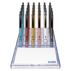 dohe elegance expositor con 24 boligrafos fabricados en aluminio tacto soft colores surtidos