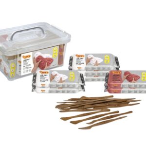 jovi air dry pack con 7 paquetes de pasta para modelar de 500gr cada uno + 20 espatulas secado al aire facil de moldear acabado fino y suave colores surtidos