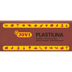 jovi caja de 15 pastillas de plastilina 150gr 100% vegetal muy moldeable no se seca sin gluten libre de alergenos no toxica color marron