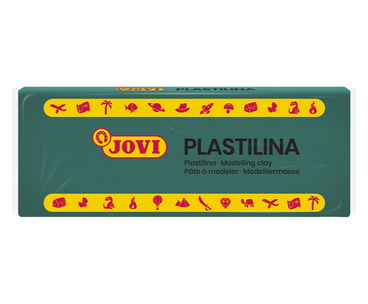 jovi caja de 15 pastillas de plastilina 150gr pasta vegetal no se seca sin gluten inocua facil de moldear ideal para figuras voluminosas color verde oscuro