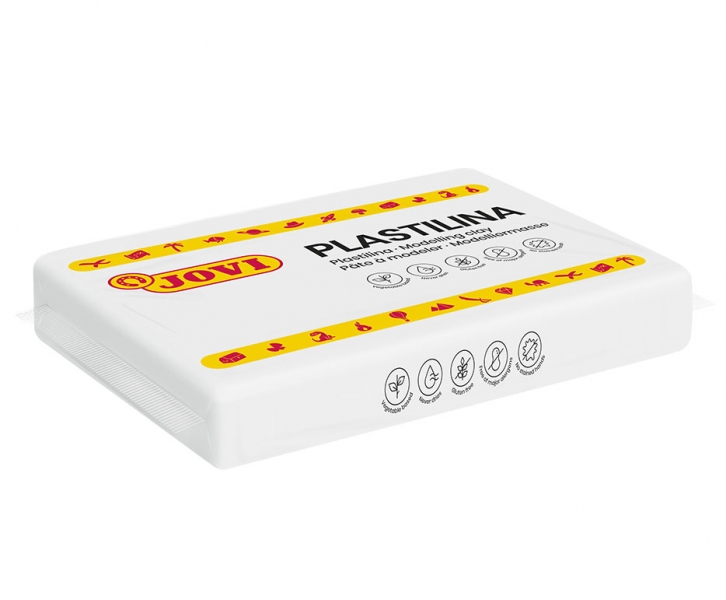 jovi caja de 15 pastillas de plastilina 350gr pasta vegetal no se seca sin gluten inocua facil de moldear ideal para figuras voluminosas color blanco