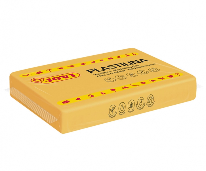 jovi caja de 15 pastillas de plastilina 350gr 100% vegetal muy moldeable no se seca sin gluten inocua ideal para volumen y moldes color amarillo