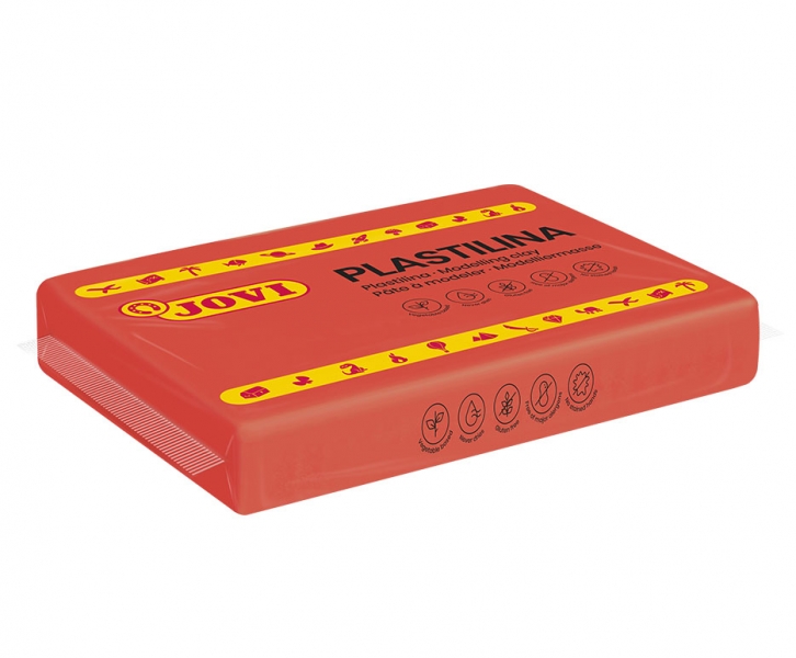 jovi caja de 15 pastillas de plastilina 350gr pasta vegetal no se seca sin gluten inocua facil de moldear ideal para figuras voluminosas color rojo