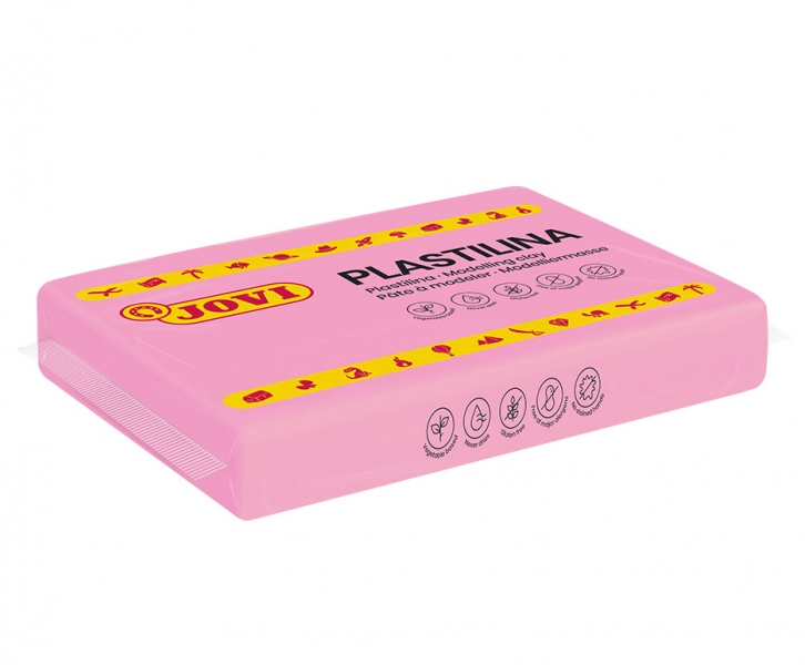 jovi caja de 15 pastillas de plastilina 350gr pasta vegetal no endurece sin gluten inocua facil de moldear ideal para volumen color rosa