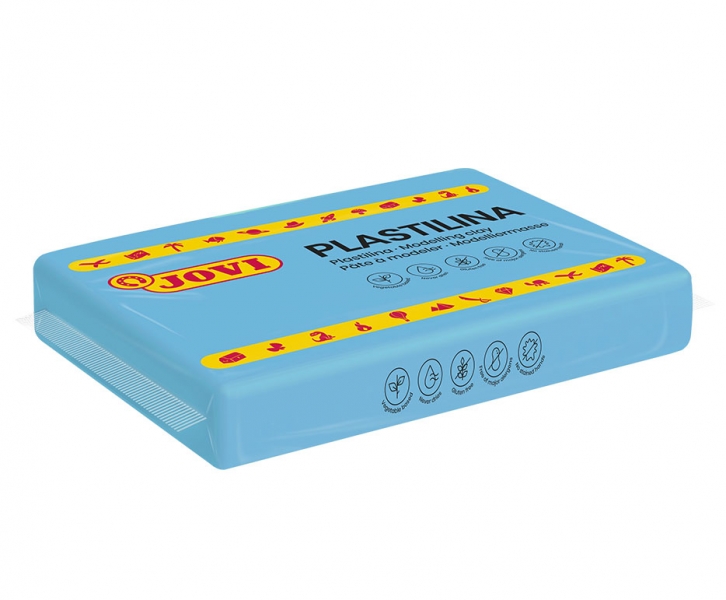 jovi caja de 15 pastillas de plastilina 350gr no se seca sin gluten inocua facil de moldear ideal para figuras en volumen color azul