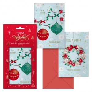 dohe adviento pack de 8 tarjetas de felicitacion navideña con sobre 2 modelos distintos tamaño 12,2x23,5cm papel offset impresas a todo color