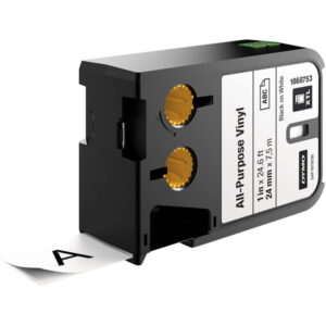 dymo xtl cinta vinilo original para rotuladora texto negro sobre fondo blanco ancho 24mm x 7.5m 1868753