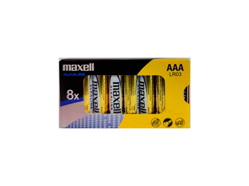 maxell pack de 8 pilas alcalinas lr03 aaa 1.5v