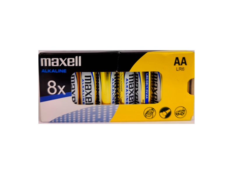 maxell pack de 8 pilas alcalinas lr06 aa 1.5v