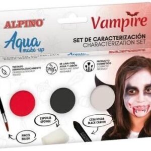 alpino aqua make up set de caracterizacion de vampiros 3 polveras + cera negra + pincel + esponja