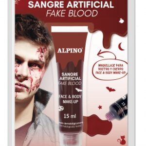 alpino bote de sangre artificial 15ml textura viscosa color realista testado dermatologicamente se lava con agua y jabon
