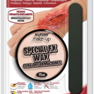 alpino special fx wax bote de cera para efectos de heridas, deformaciones, cicatrices etc... contiene espatula aplicadora se lava con agua testado dermatologicamente