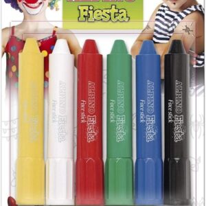 alpino fiesta face stick pack con 6 barritas de pintura facial sistema retractil giratorio se lava con agua testado dermatologicamente