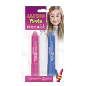 alpino fiesta face stick pack con 3 barritas de pintura facial sistema retractil giratorio se lava con agua testado dermatologicamente