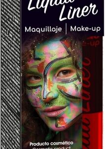 alpino make up liquid liner pack con 4 botes de maquillaje liquido con aplicador se lava con agua testado dermatologicamente color rojo