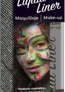 alpino make up liquid liner pack con 4 botes de maquillaje liquido con aplicador se lava con agua testado dermatologicamente color plata