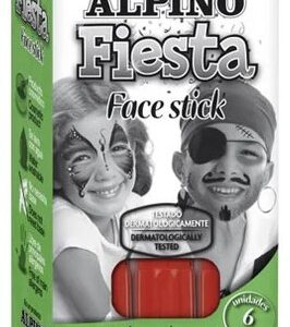 alpino fiesta face stick pack con 6 barritas de pintura facial sistema retractil giratorio se lava con agua testado dermatologicamente color rojo