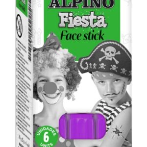 alpino fiesta face stick pack con 6 barritas de pintura facial sistema retractil giratorio se lava con agua testado dermatologicamente color violeta