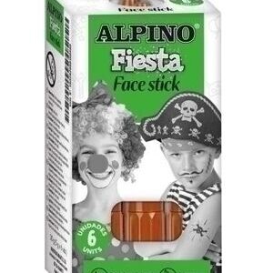 alpino fiesta face stick pack con 6 barritas de pintura facial sistema retractil giratorio se lava con agua testado dermatologicamente color marron
