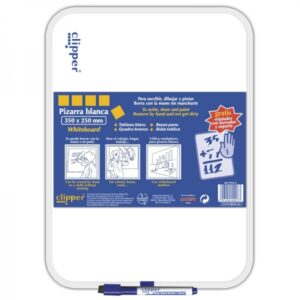 alpino clipper pizarra blanca 35x25cm una cara blanca y otra con cuadricula borrado en seco incluye rotulador con borrador color blanco