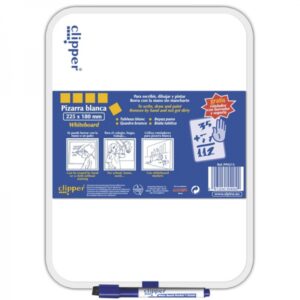alpino clipper pizarra blanca 25.5x18cm una cara blanca y otra con cuadricula borrado en seco incluye rotulador con borrador color blanco
