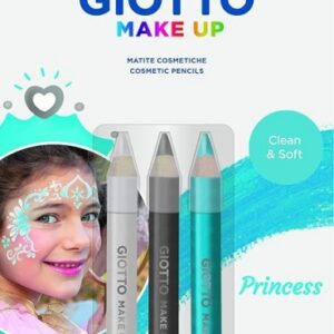 giotto make up princess pack con 3 lapices cosmeticos de tematica princesa se lava con agua dermatologicamente testado colores surtidos