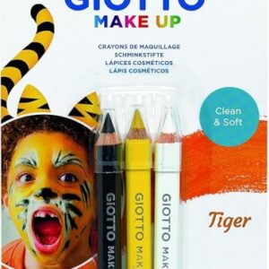 giotto make up tiger pack con 3 lapices cosmeticos de tematica tigre se lava con agua dermatologicamente testado colores surtidos