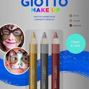 giotto make up metallic pack con 3 lapices cosmeticos se lava con agua dermatologicamente testado colores metalicos surtidos