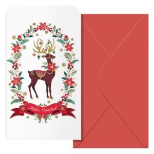 dohe caribu pack de 6 tarjetas/billeteros de felicitacion navideña con sobre tamaño 9x16cm papel offset impresas a todo color