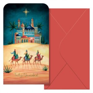dohe oriente pack de 6 tarjetas/billeteros de felicitacion navideña con sobre tamaño 9x16cm papel offset impresas a todo color