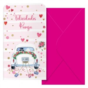 dohe wedding pack de 6 tarjetas/billeteros de felicitacion de boda con sobre tamaño 9x16cm papel offset impresas a todo color