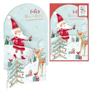 dohe santa en la nieve pack de 6 tarjetas desplegables de felicitacion navideña con sobre impresas a todo color
