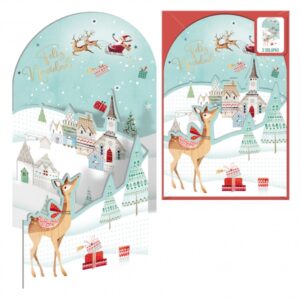 dohe aldea navideña pack de 6 tarjetas desplegables de felicitacion navideña con sobre impresas a todo color