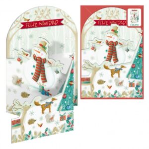 dohe muñeco de nieve pack de 6 tarjetas desplegables de felicitacion navideña con sobre impresas a todo color