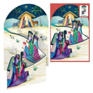 dohe estrella de oriente pack de 6 tarjetas desplegables de felicitacion navideña con sobre impresas a todo color