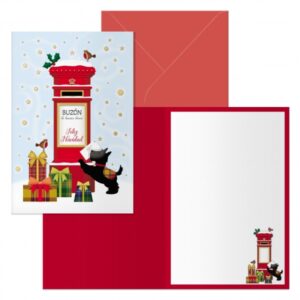 dohe buzon pack de 6 tarjetas de felicitacion navideña con sobre tamaño cerrada 11.5x17cm, abierta 23x17cm papel offset impresas a todo color